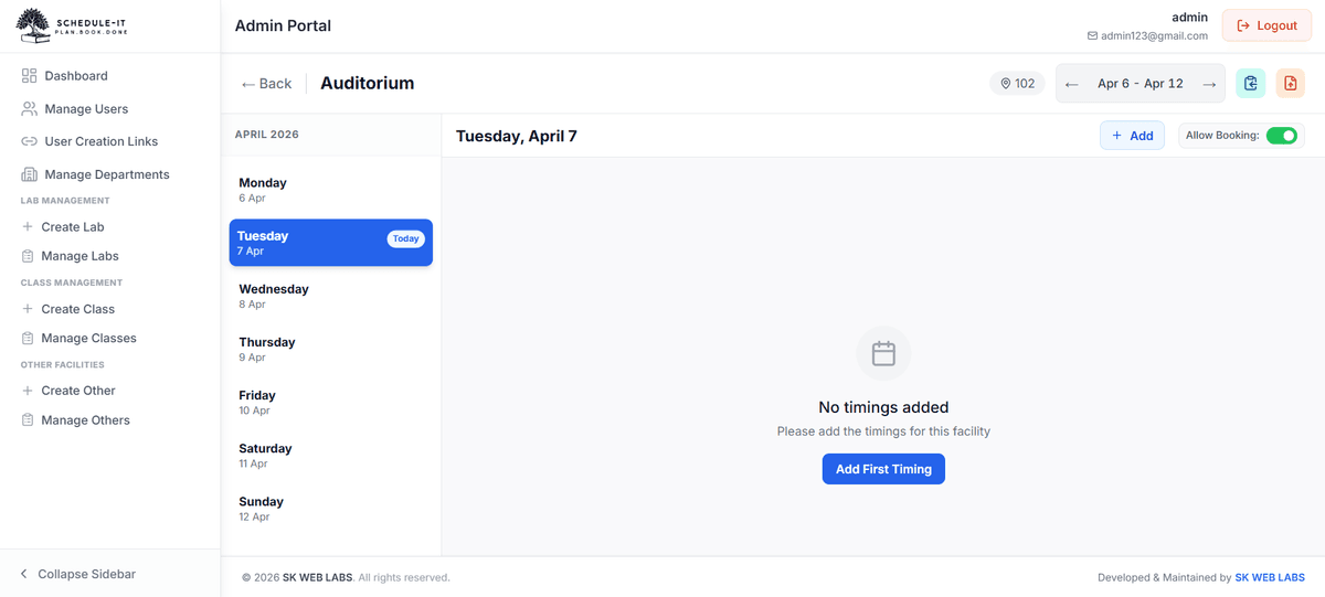 Other Facility Schedule